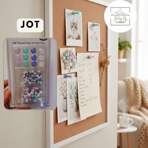 NEW JOT Pastel 100 Thumb Tacks & Pushpins Home Office School Supplies